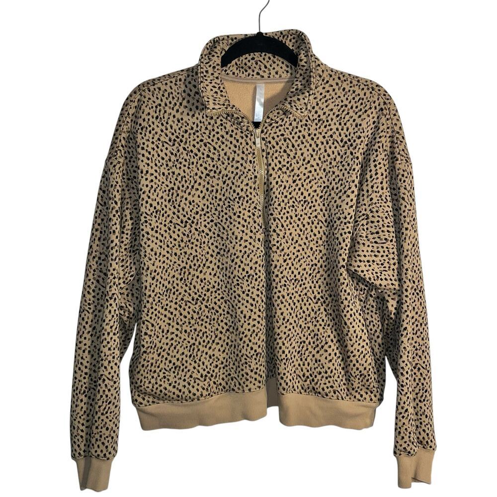 Fabletics Cozy Fleece Half Zip Animal Print Sweatshirt Women’s Size XL